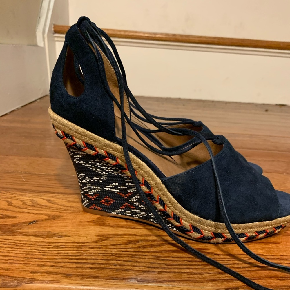 CAbi Isla Navy Blue Suede Sandals
